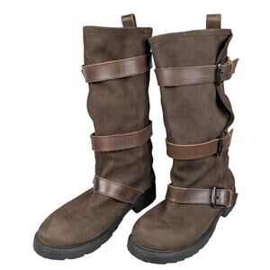 Rococo Dark Brown Medieval Style Suede Biker Boots Size 38